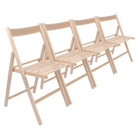 Harbour Housewares - Beech Folding Chairs - Natural - Pack of 4
