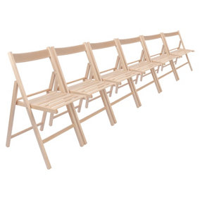 Harbour Housewares - Beech Folding Chairs - Natural - Pack of 6