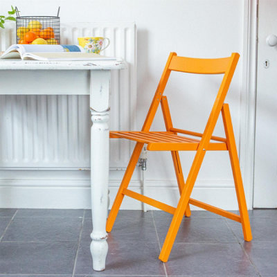 Harbour Housewares - Beech Folding Chairs - Orange - Pack of 4