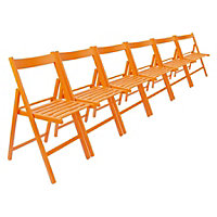 Harbour Housewares - Beech Folding Chairs - Orange - Pack of 6