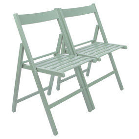 Harbour Housewares - Beech Folding Chairs - Sage Green - Pack of 2