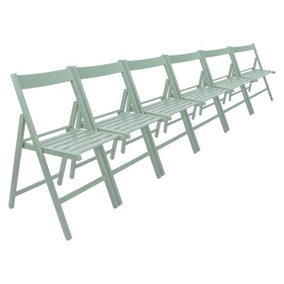 Harbour Housewares - Beech Folding Chairs - Sage Green - Pack of 6