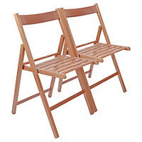 Harbour Housewares - Beech Folding Chairs - Walnut - Pack of 2