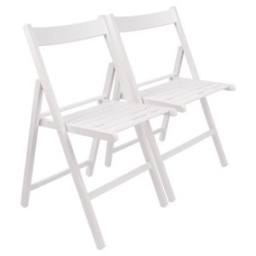 Harbour Housewares - Beech Folding Chairs - White - Pack of 2