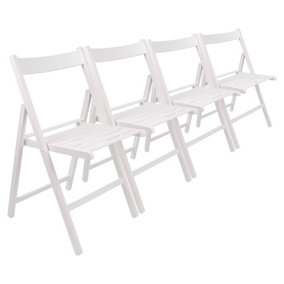 Harbour Housewares - Beech Folding Chairs - White - Pack of 4