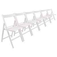 Harbour Housewares - Beech Folding Chairs - White - Pack of 6