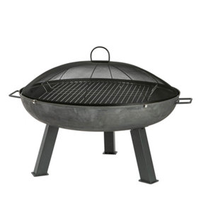 Harbour Housewares - Cast Iron Garden Fire Pit BBQ - 75cm - Grey