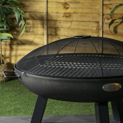 Harbour Housewares - Cast Iron Garden Fire Pit BBQ - 75cm - Grey - 7