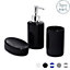 Harbour Housewares - Ceramic Bathroom Accessories Set - Black - 3pc