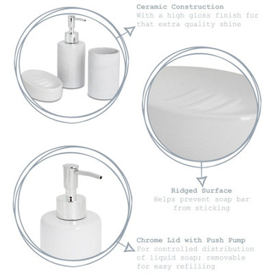 Harbour Housewares - Ceramic Bathroom Accessories Set - Black - 3pc