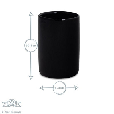 Harbour Housewares - Ceramic Bathroom Accessories Set - Black - 3pc - 5