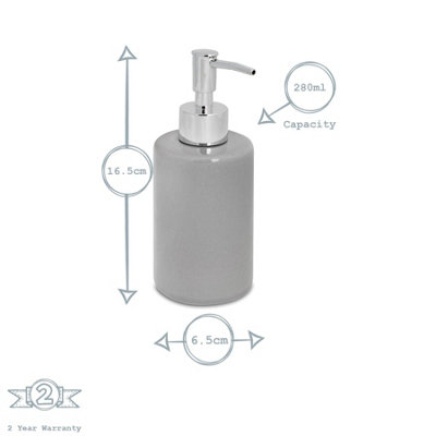 Harbour Housewares - Ceramic Bathroom Accessories Set - Grey - 3pc - 3