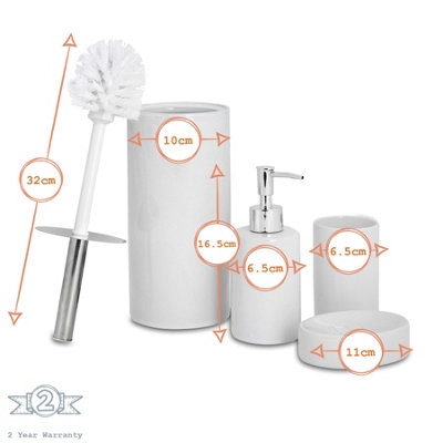 Harbour Housewares - Ceramic Bathroom Accessories Set - Grey - 4pc - 3
