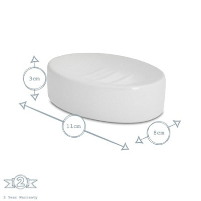 Harbour Housewares - Ceramic Bathroom Accessories Set - White - 3pc - 6