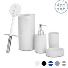 Harbour Housewares - Ceramic Bathroom Accessories Set - White - 4pc