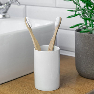 Harbour Housewares - Ceramic Bathroom Accessories Set - White - 4pc - 7