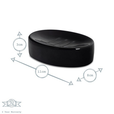 Harbour Housewares - Ceramic Soap Dish - Black - 3