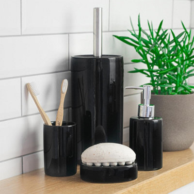 Harbour Housewares - Ceramic Soap Dish - Black - 5