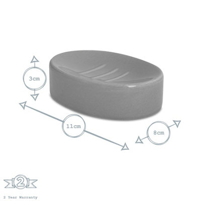 Harbour Housewares - Ceramic Soap Dish - Grey - 3