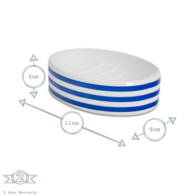 Harbour Housewares - Ceramic Soap Dish - Navy Stripe - 3