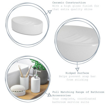 Harbour Housewares - Ceramic Soap Dish - White