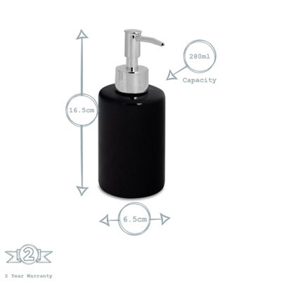Harbour Housewares - Ceramic Soap Dispenser - 280ml - Black - 3