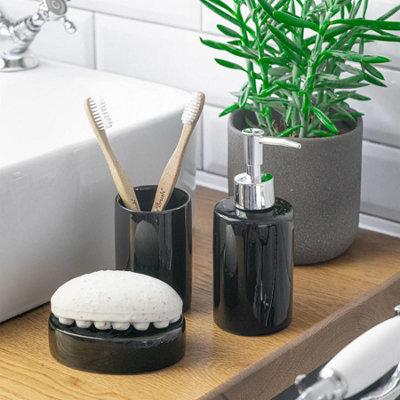 Harbour Housewares - Ceramic Soap Dispenser - 280ml - Black - 5