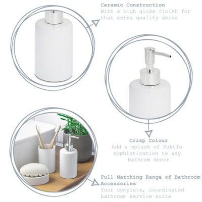 Harbour Housewares - Ceramic Soap Dispenser - 280ml - Grey Stripe