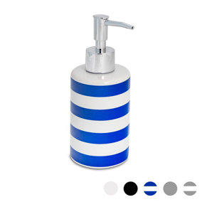 Harbour Housewares - Ceramic Soap Dispenser - 280ml - Navy Stripe