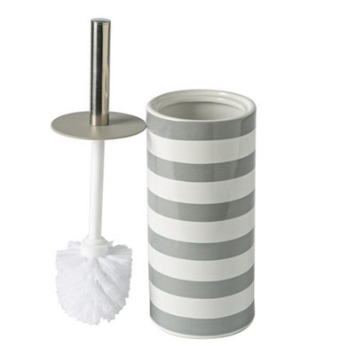 Harbour Housewares - Ceramic Toilet Brush - Grey Stripe - 5