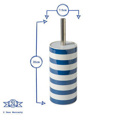 Harbour Housewares - Ceramic Toilet Brush - Navy Stripe - 3