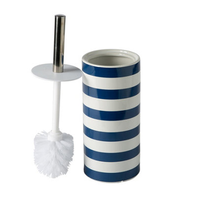 Harbour Housewares - Ceramic Toilet Brush - Navy Stripe - 5