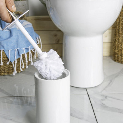 Harbour Housewares - Ceramic Toilet Brush - White - 6