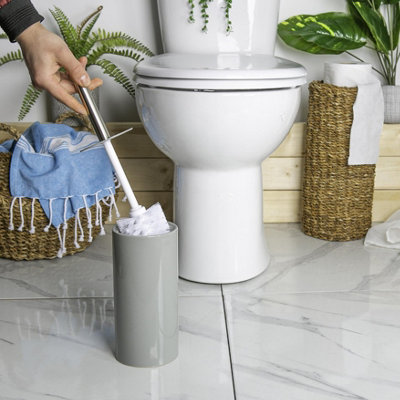 Harbour Housewares - Ceramic Toilet Brushes - Grey - Pack of 2 - 6