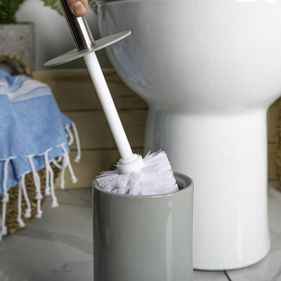 Harbour Housewares - Ceramic Toilet Brushes - Grey - Pack of 2 - 4