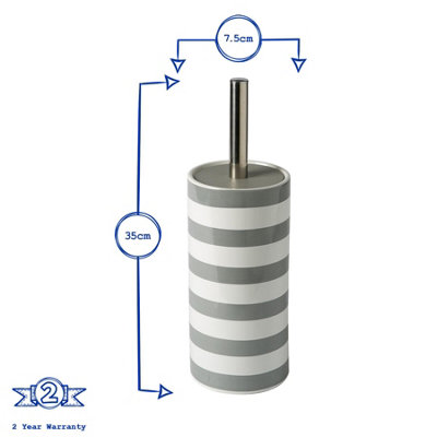 Harbour Housewares - Ceramic Toilet Brushes - Grey Stripe - Pack of 2 - 3