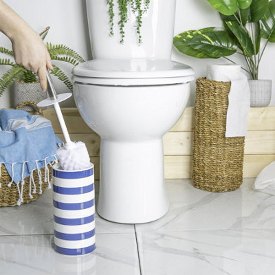 Harbour Housewares - Ceramic Toilet Brushes - Navy Stripe - Pack of 2 - 6