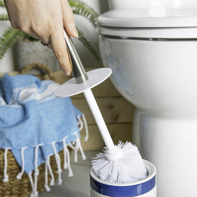 Harbour Housewares - Ceramic Toilet Brushes - Navy Stripe - Pack of 2