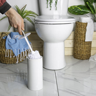 Harbour Housewares - Ceramic Toilet Brushes - White - Pack of 2 - 5