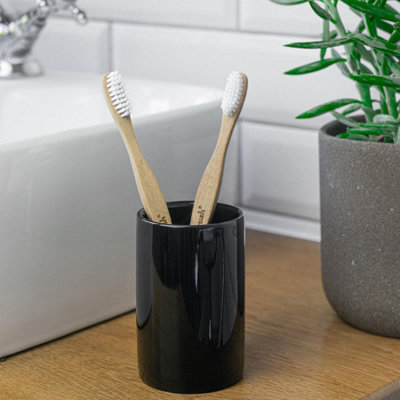 Harbour Housewares - Ceramic Toothbrush Holder - Black - 5
