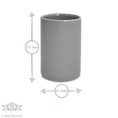 Harbour Housewares - Ceramic Toothbrush Holder - Grey - 3
