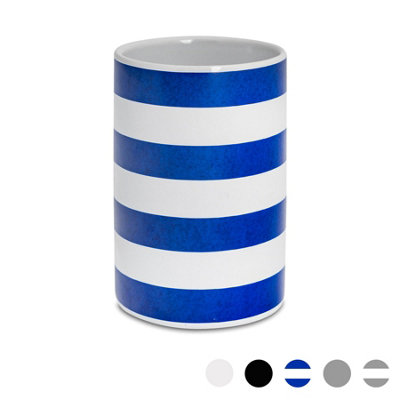 Harbour Housewares - Ceramic Toothbrush Holder - Navy Stripe