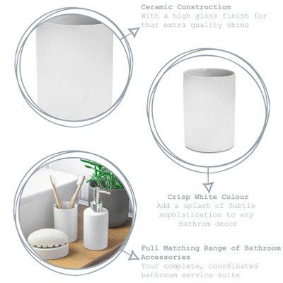 Harbour Housewares - Ceramic Toothbrush Holder - White