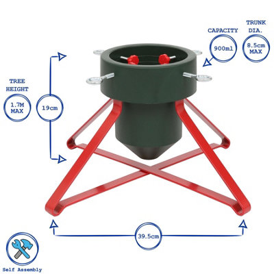 Harbour Housewares Classic Real Christmas Tree Stand - 3in - Green/Red - 3