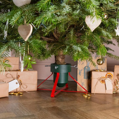 Harbour Housewares Classic Real Christmas Tree Stand - 3in - Green/Red - 5