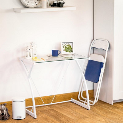 Harbour Housewares - Coloured Padded Folding Chair - Blue - 7