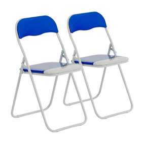 Harbour Housewares - Coloured Padded Folding Chairs - Blue - Pack of 2