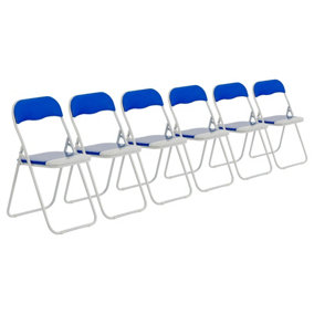 Harbour Housewares - Coloured Padded Folding Chairs - Blue - Pack of 6