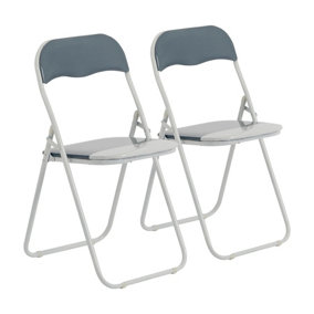 Harbour Housewares - Coloured Padded Folding Chairs - Grey - Pack of 2
