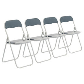 Harbour Housewares - Coloured Padded Folding Chairs - Grey - Pack of 4